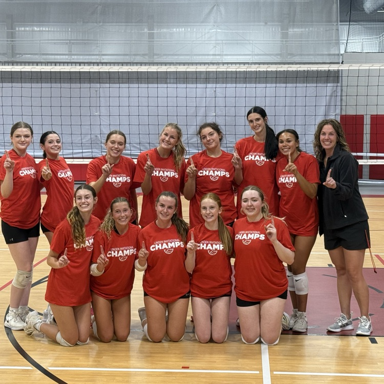 volleyball girls in picture after winning championship