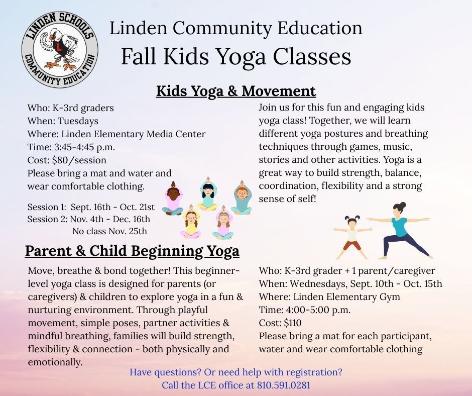 details about fall kids' yoga classes.