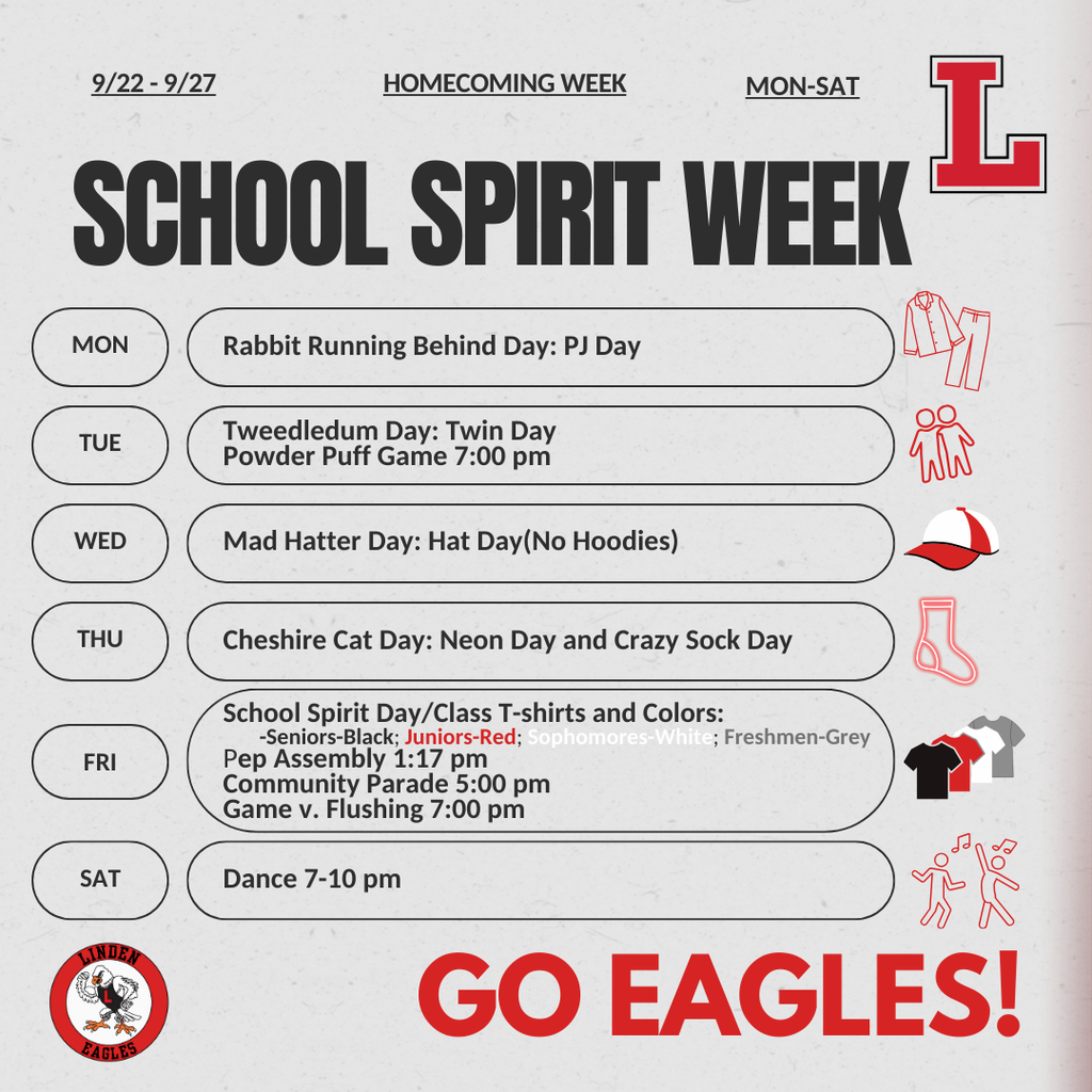spirit day and schedule for homecoming