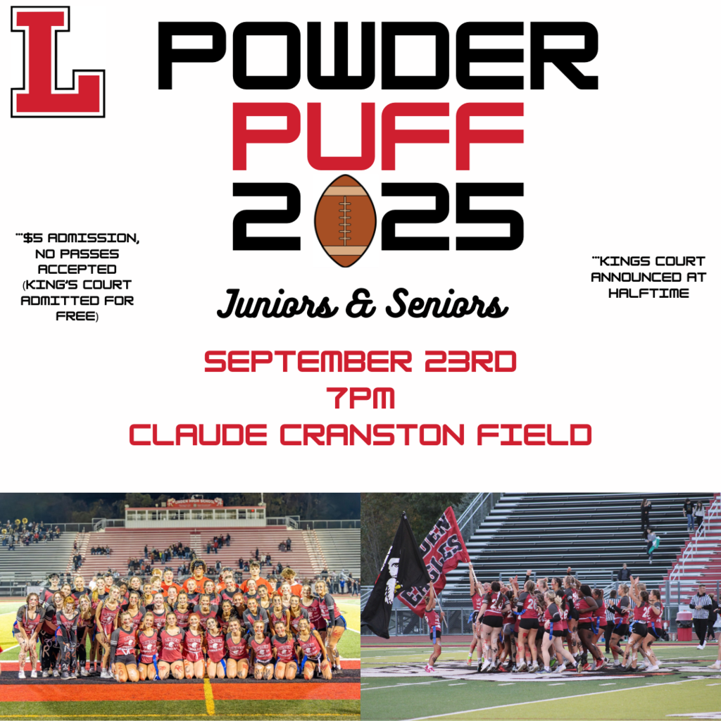 lhs powder puff game 2025 seniors vs juniors $5 kings court at half time. September 23rd at 7 pm