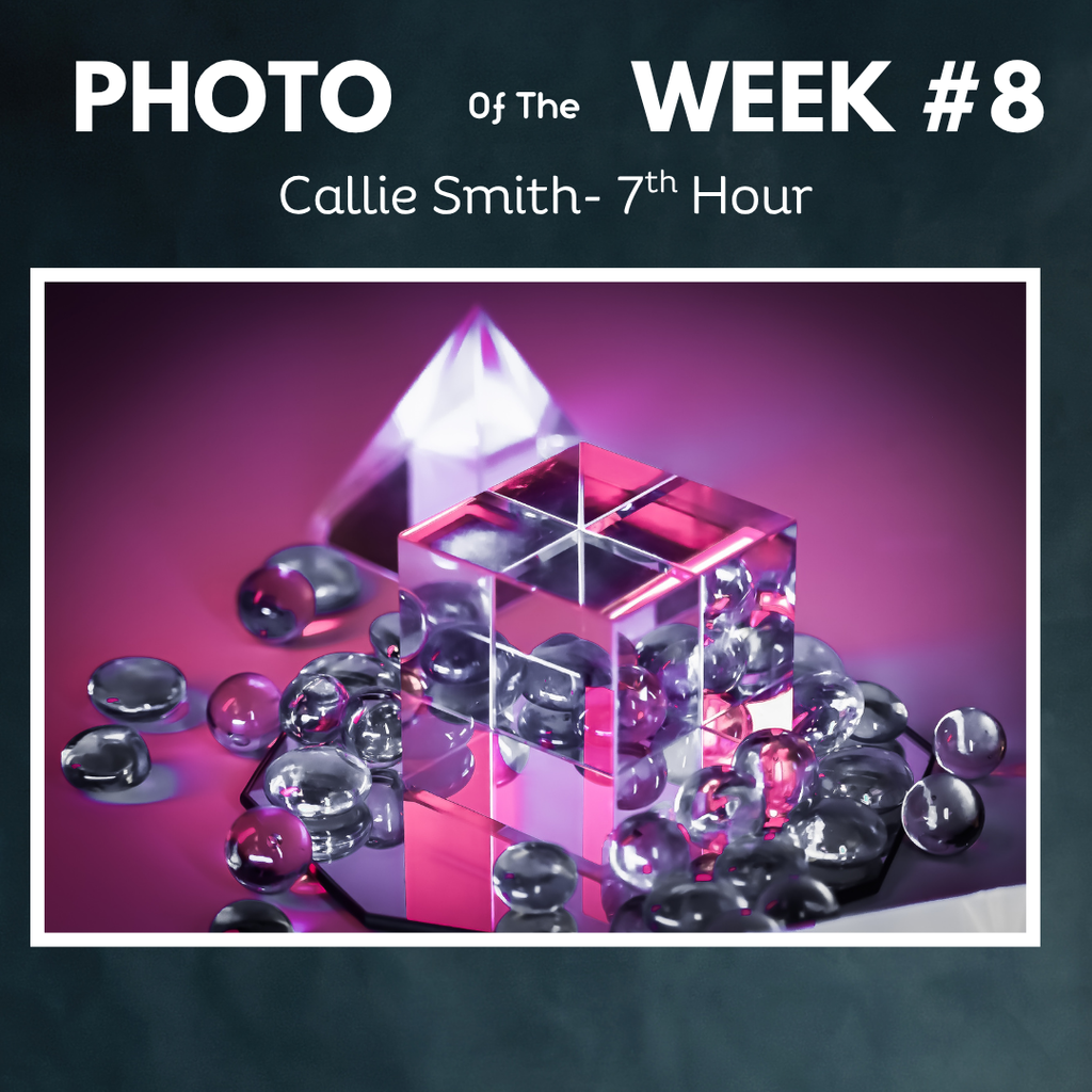 Photo of the week winner Callie, pyramid cube with marbles pink and purple
