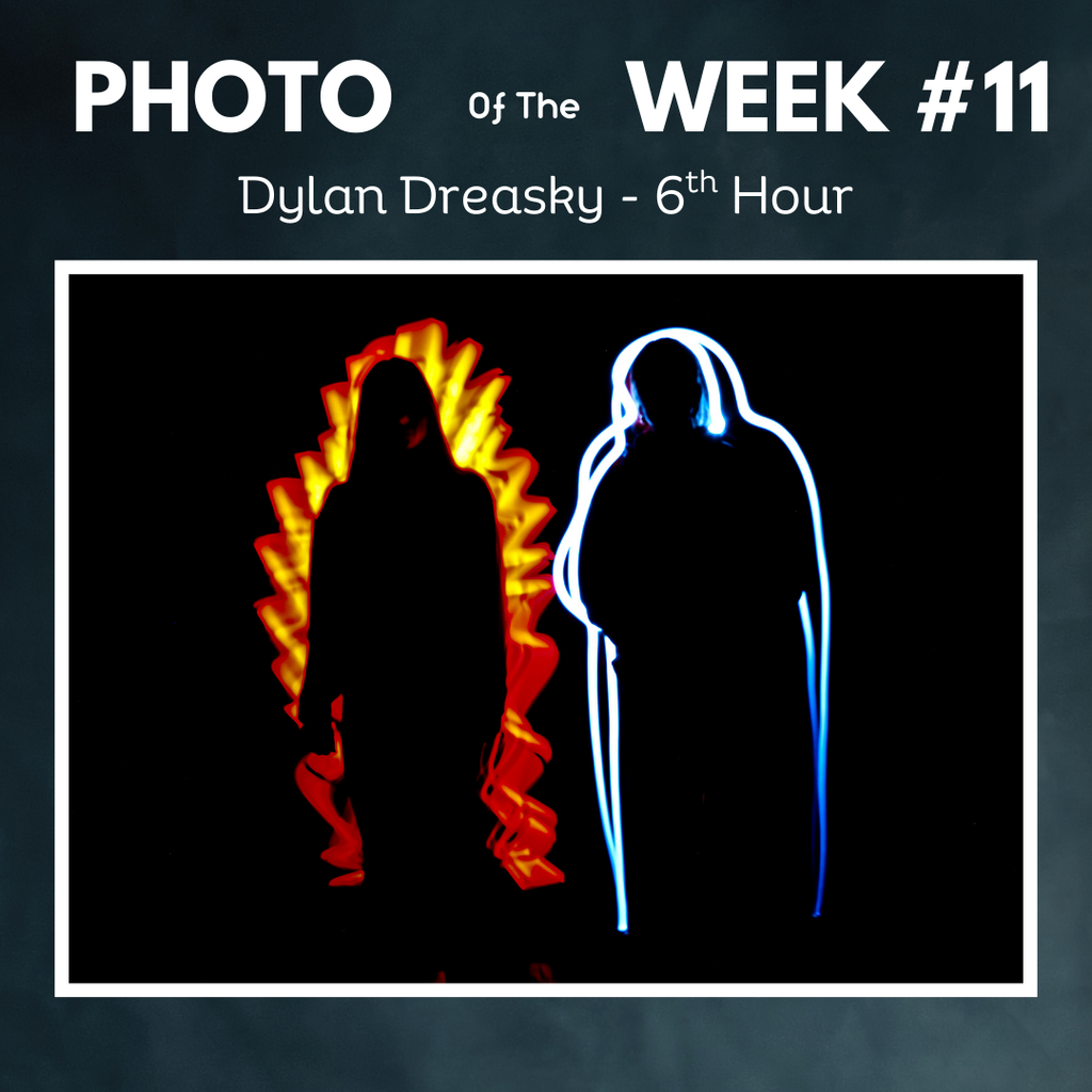2 silhouette of two people one looks like fire one looks like ice dylan dreasky