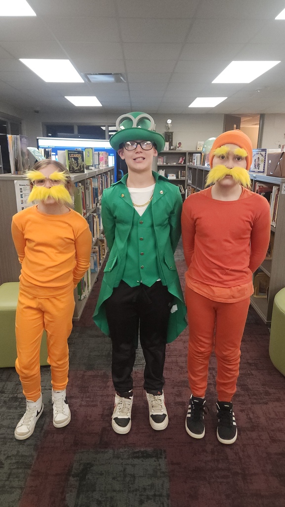 Central student showing Dr. Seuss characters 