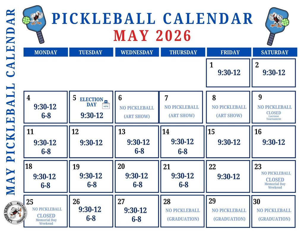 Linden MPB Pickleball Calendar for May 2026