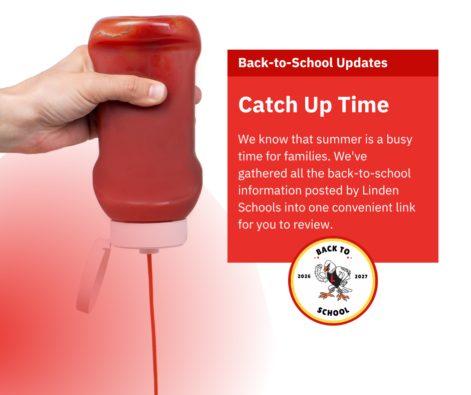 Hand squirting catsup from a catsup bottle with the words catch up time