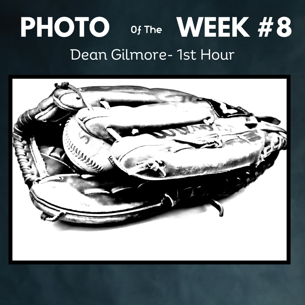 photo of week dean gilmore baseball glove in black and white