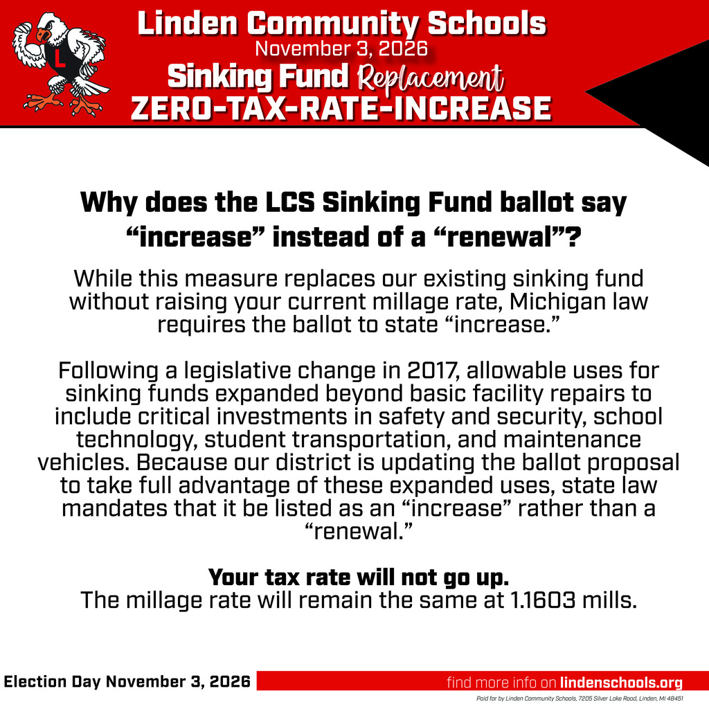LCS Sinking Fund 2026 Information and why the ballot says increase instead of renewal