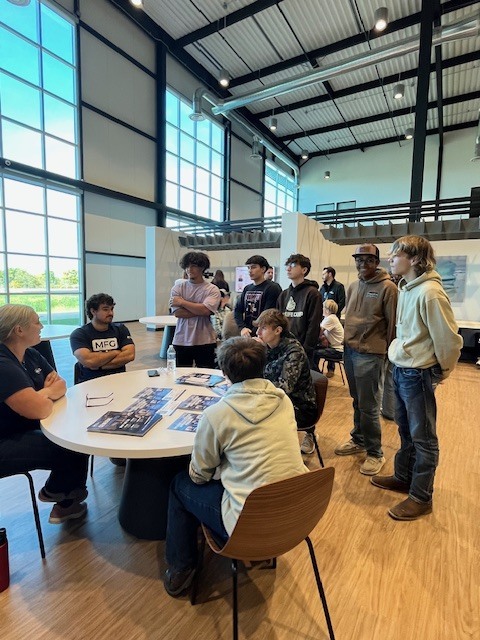  Students learning about careers and apprenticeship opportunities at Miller Industries.  