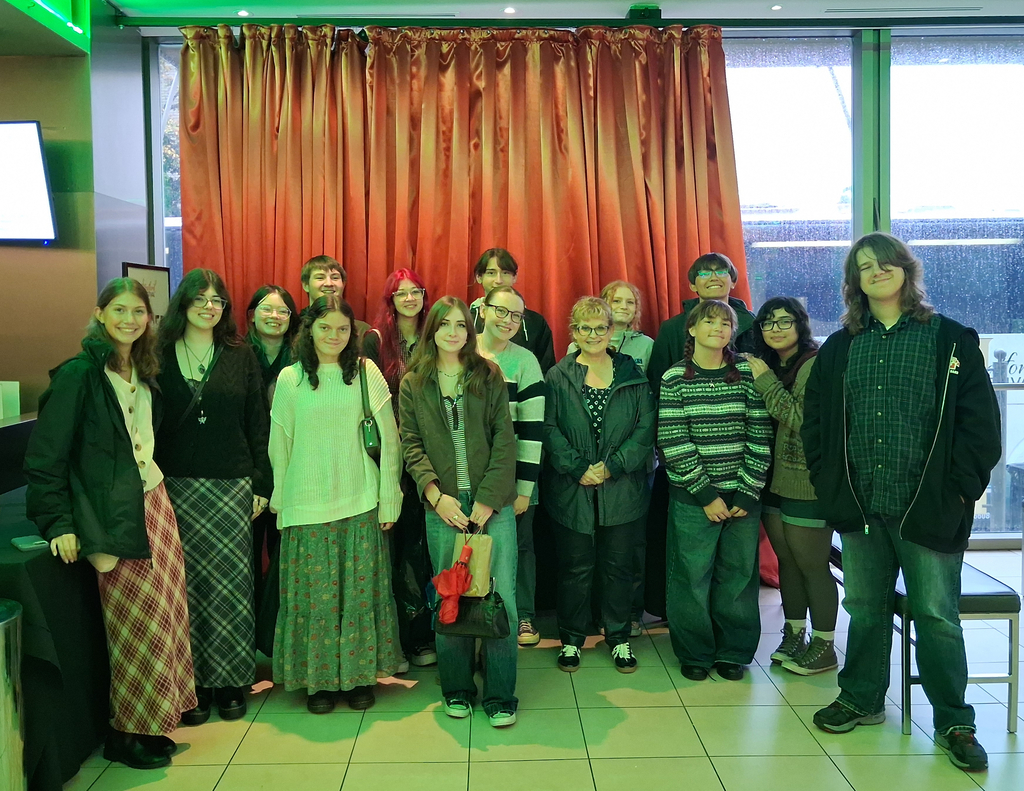 Group of students at the theater. 