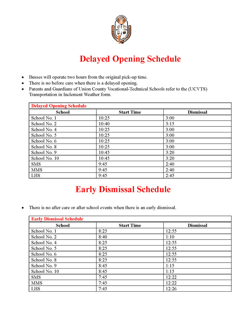 Delayed Opening Schedule