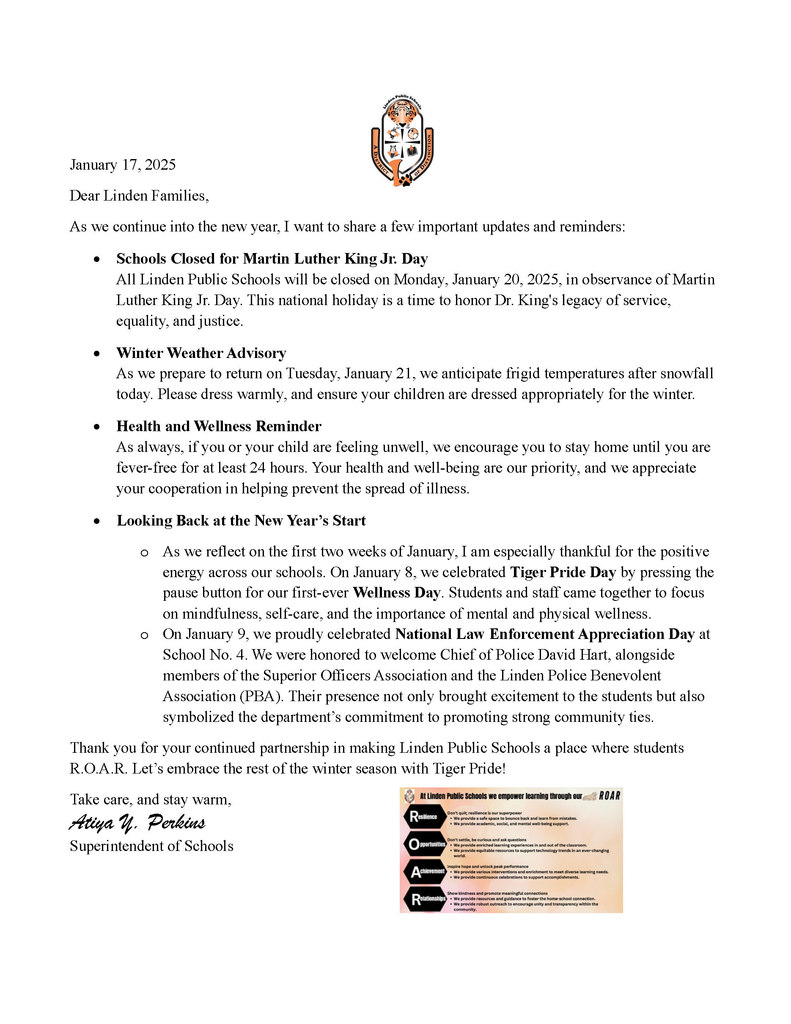 superintendent's message 1-18-2025