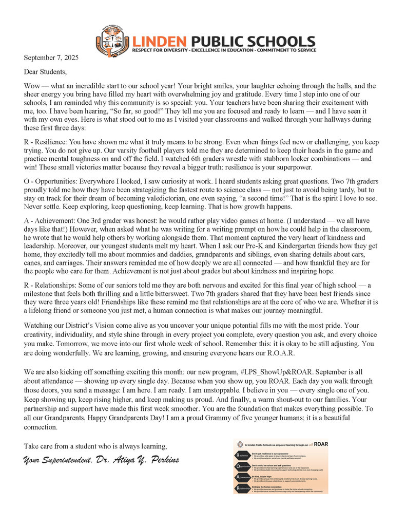 superintendent's spotlight message 9.7.2025