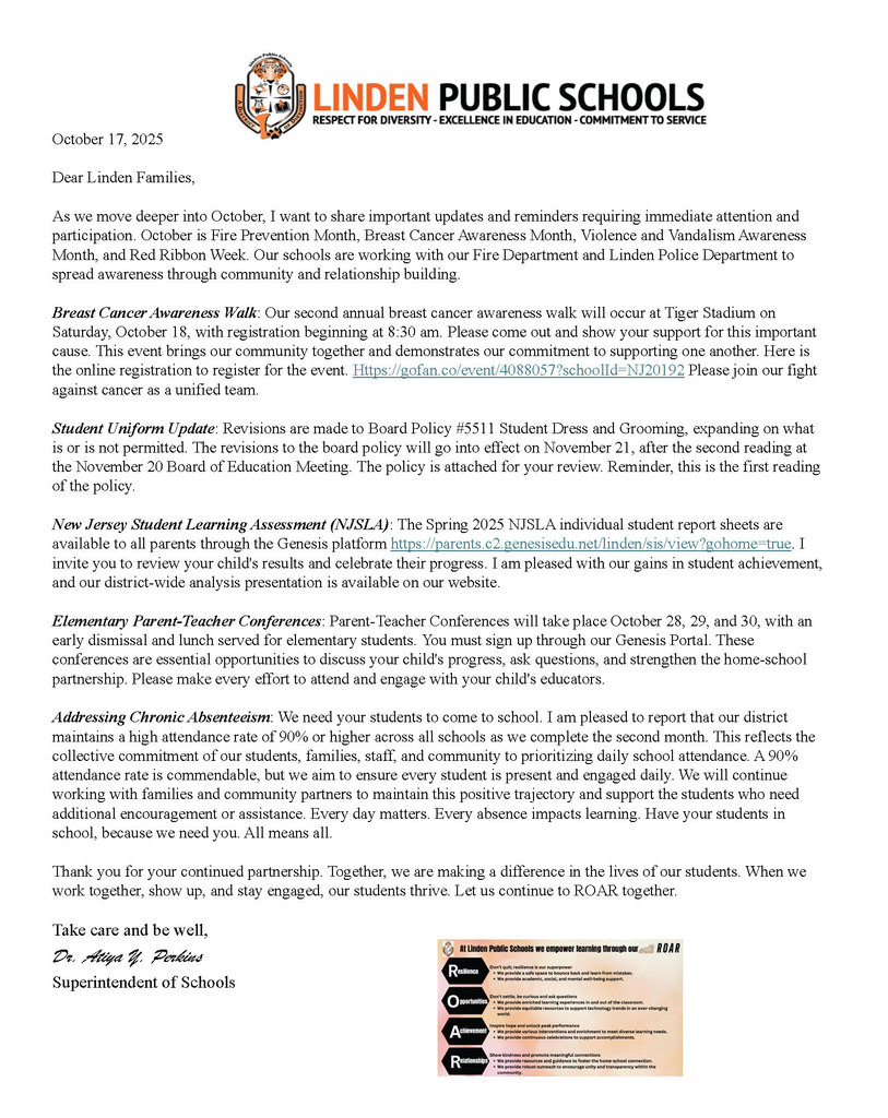 superintendents message 10.17.25