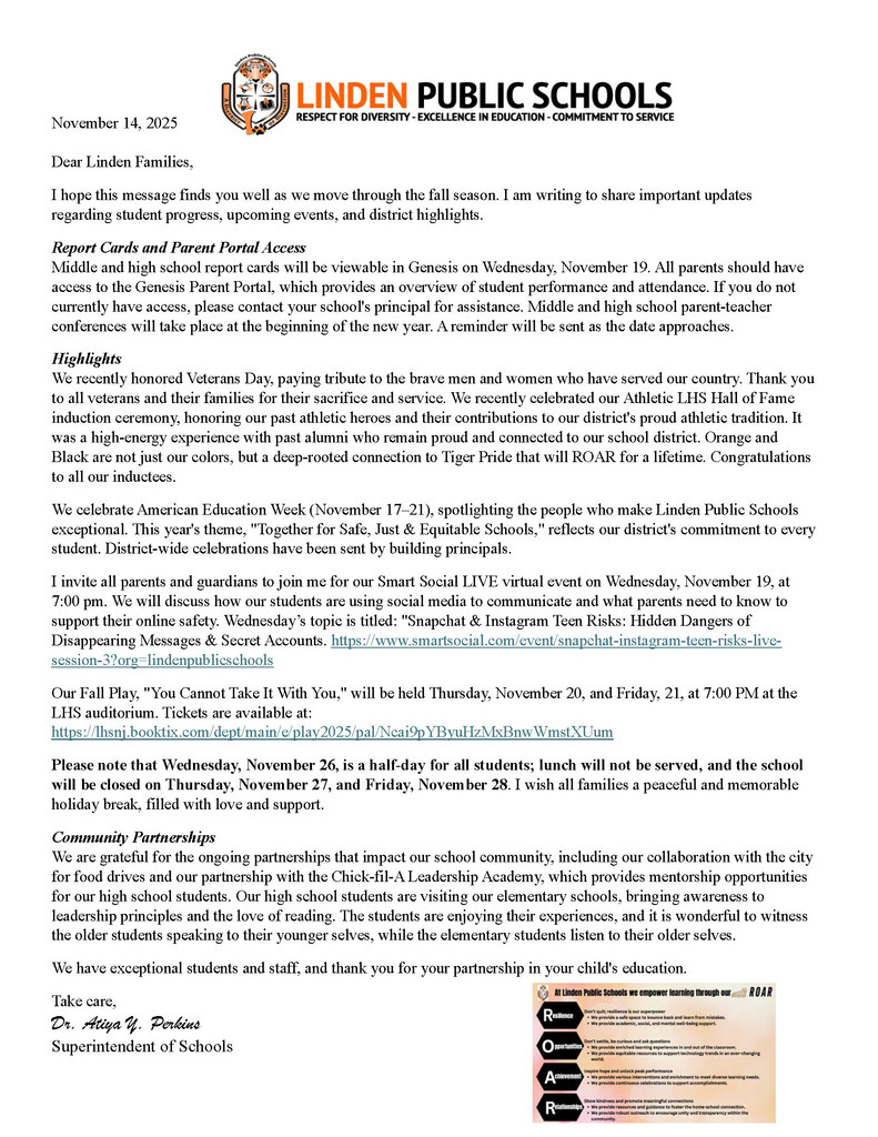 Superintendent's Spotlight Message 11.14.25