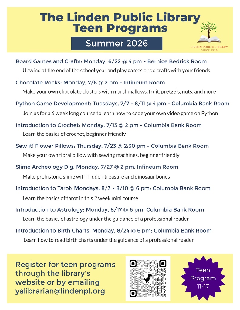 linden library teen programs