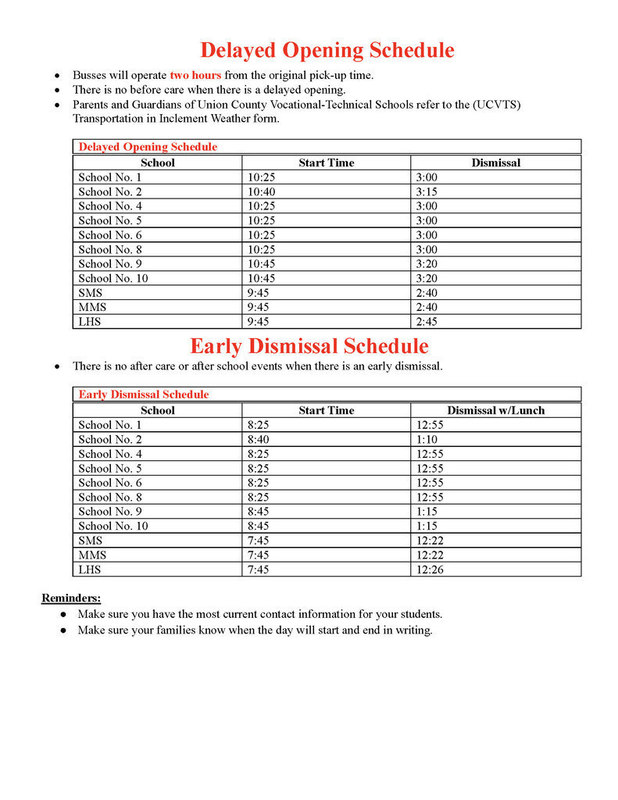 delayed opening schedule