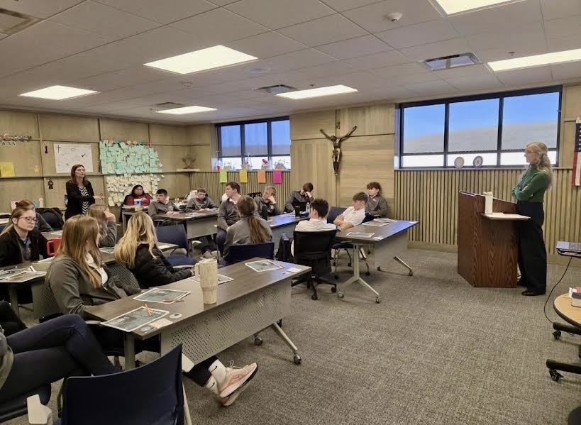 Students listening to manifesto speech.