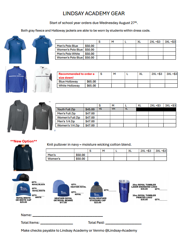 academy embroidered items