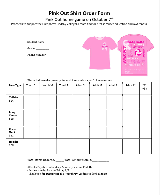 volleyball pink out shirts