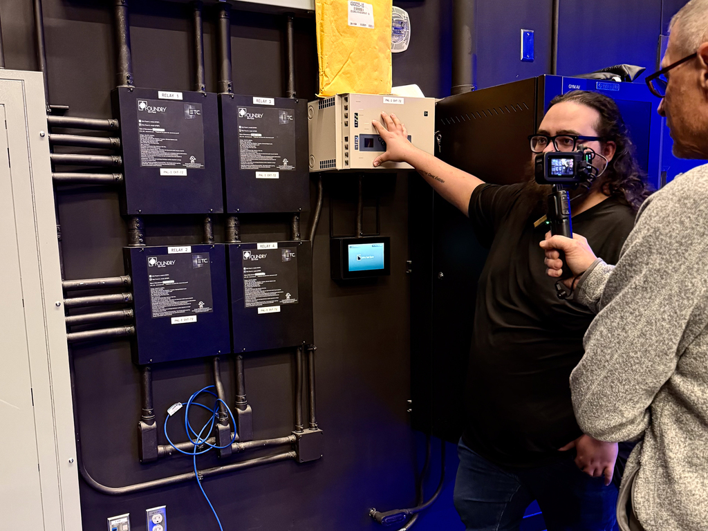 Event Center staff training on lighting equipment.