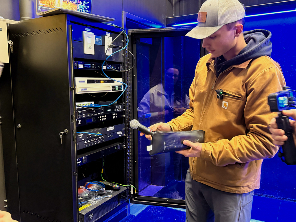 Event Center staff training on lighting equipment.