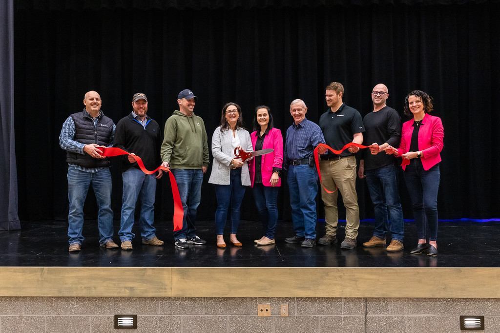 Lindsay Area Development board members cut the ribbon for the Lindsay Event Center.