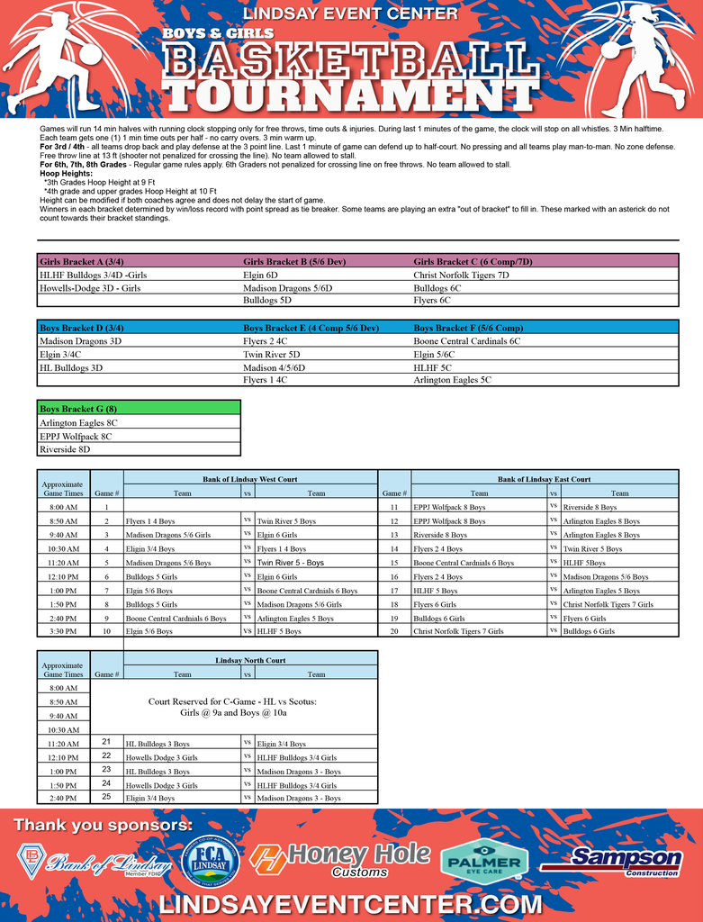 Image of tournament schedule for January 10, 2026.