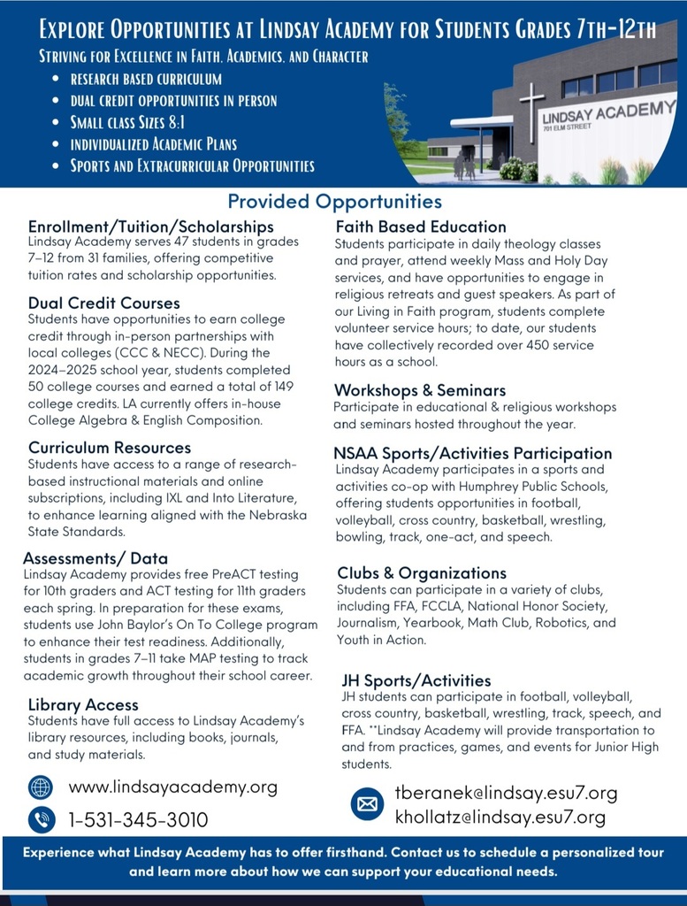lindsay academy enrollment now open