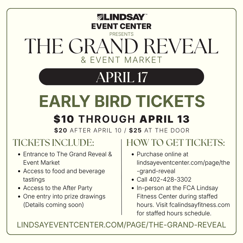 Get your early bird tickets at lindsayeventcenter.com/page/the-grand-reveal