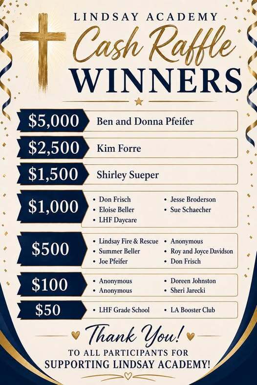 Cash Raffle Winners