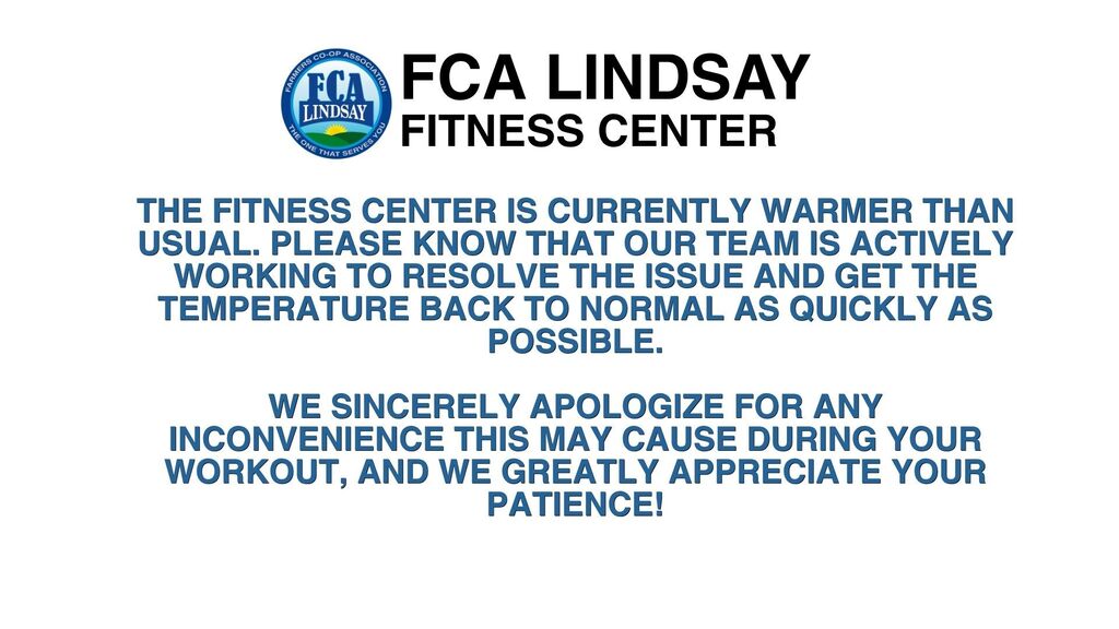 FCA Lindsay Fitness Center Temperature