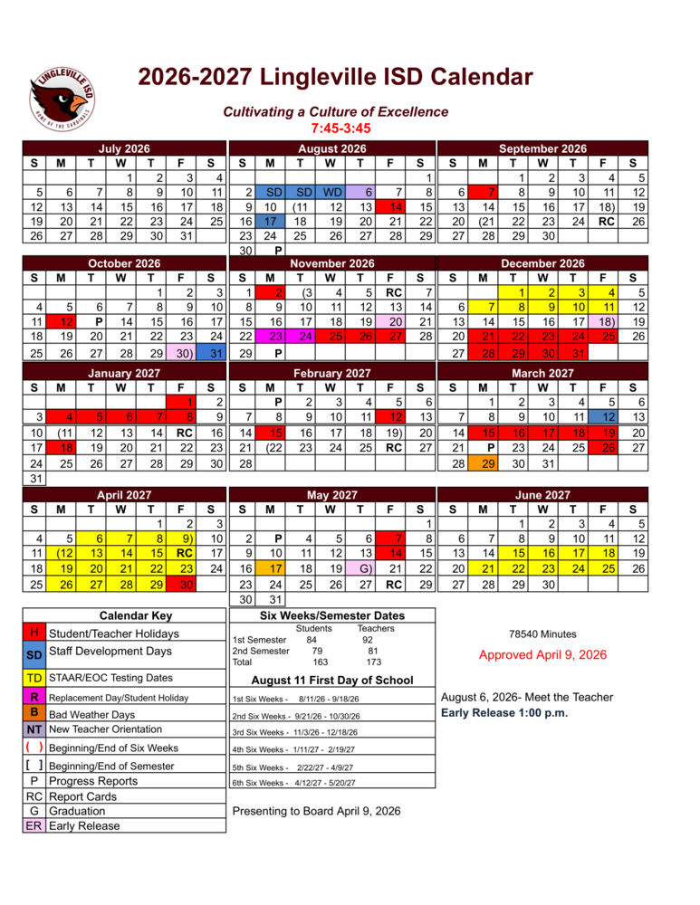 2026-27 LISD Calendar