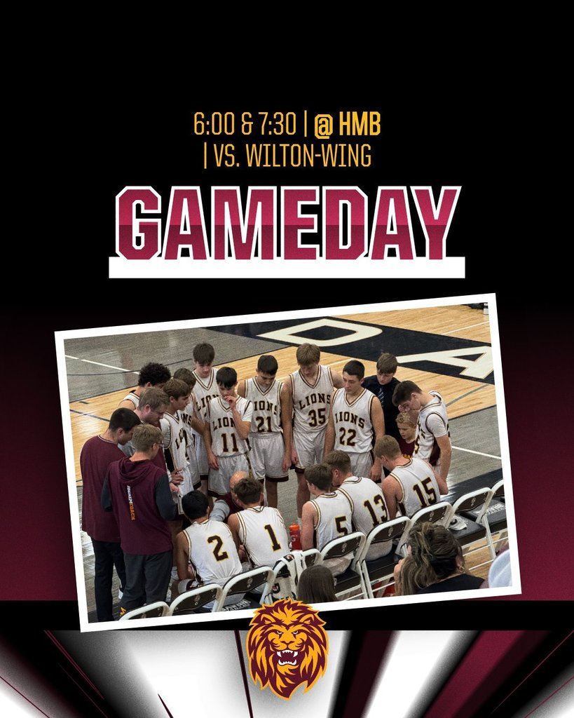 BBB GAME DAY Linton-HMB Lions vs. Wilton-Wing  Location: HMB JV Game: 6:00 PM Varsity Game: 7:30 PM  Unable to attend in person? The game will be streamed on BEK Sports and the NFHS Network.  Good luck to the Linton-HMB Lions.