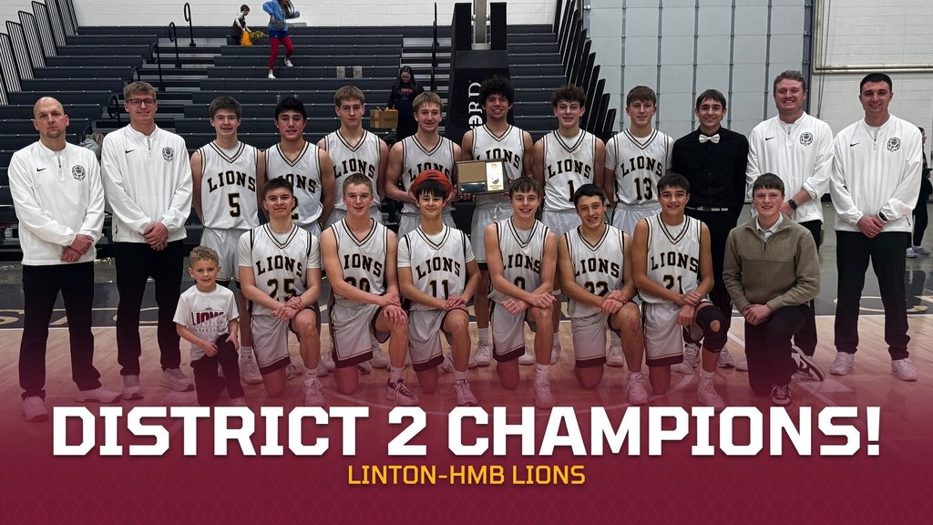 🏆🔥 DISTRICT 2 CHAMPIONS 🔥🏆  The Linton-HMB Lions defeated the EKM Rebels tonight to claim the District 2 Championship! 🦁  So incredibly proud of our boys and the heart they showed on the court. ❤️💛  Special congratulations to Isaac Silvernagel, Justin Bosch, and Brody Richter for being named to the All-District 2 Team! 👏  Next stop: REGIONALS!! Let’s keep it rolling! 💪  #LionPride #DistrictChamps #RoadToRegionals