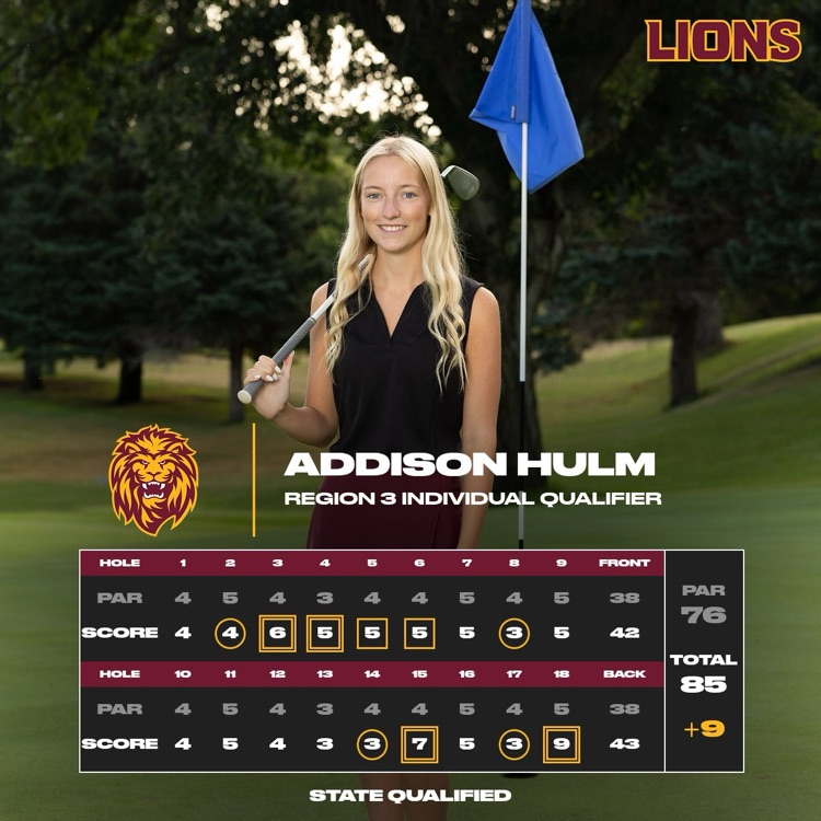 Addison Hulm state qualified with a 85