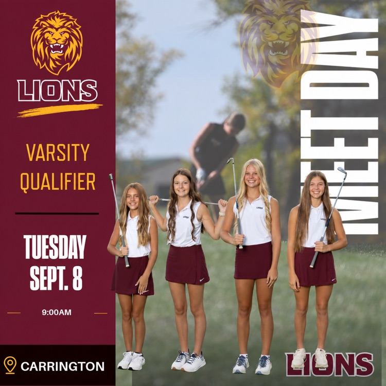 lions golf meet day at Carrington Sept 8, 9:00am