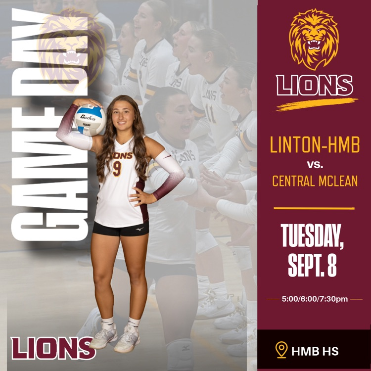 🏐 IT’S GAMEDAY! 🦁💛 The Linton-HMB Lions take on Central McLean tonight! Come out and support the Lions! ❤️💛 📍 HMB High School 🕔 5:00 | 6:00 | 7:30 PM 📺 Can’t make it? Stream the action on NFHS Network — HMB School! LET’S GO LIONS! 🦁🔥