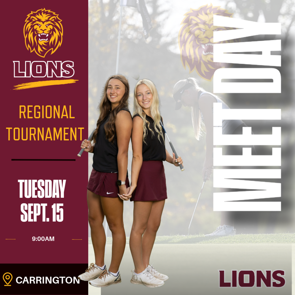⛳🦁 REGIONALS ARE HERE! 💛 After countless hours on the course, hard work, and dedication all season long, our Lions are ready for Regional Golf in Carrington! Go out there, enjoy the day, and play your game! We’re proud of you and can’t wait to cheer you on! ❤️💛 LET’S GO, LIONS! 🦁⛳