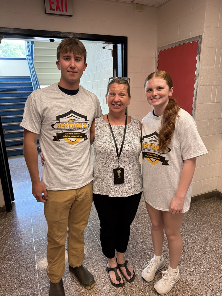 Section X Student Athlete Advisory Committee Members AJ Donaldson and Emma Fox & Mrs. Wood