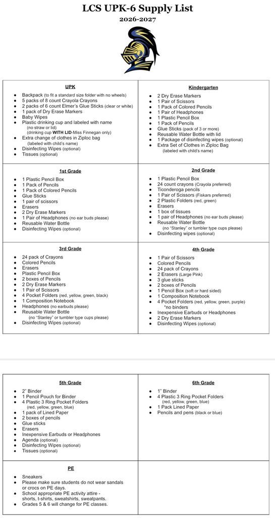 supply list