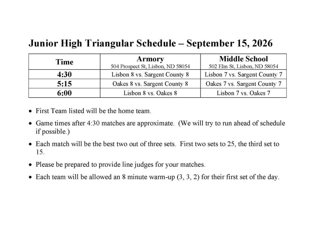 9/15/26 schedule