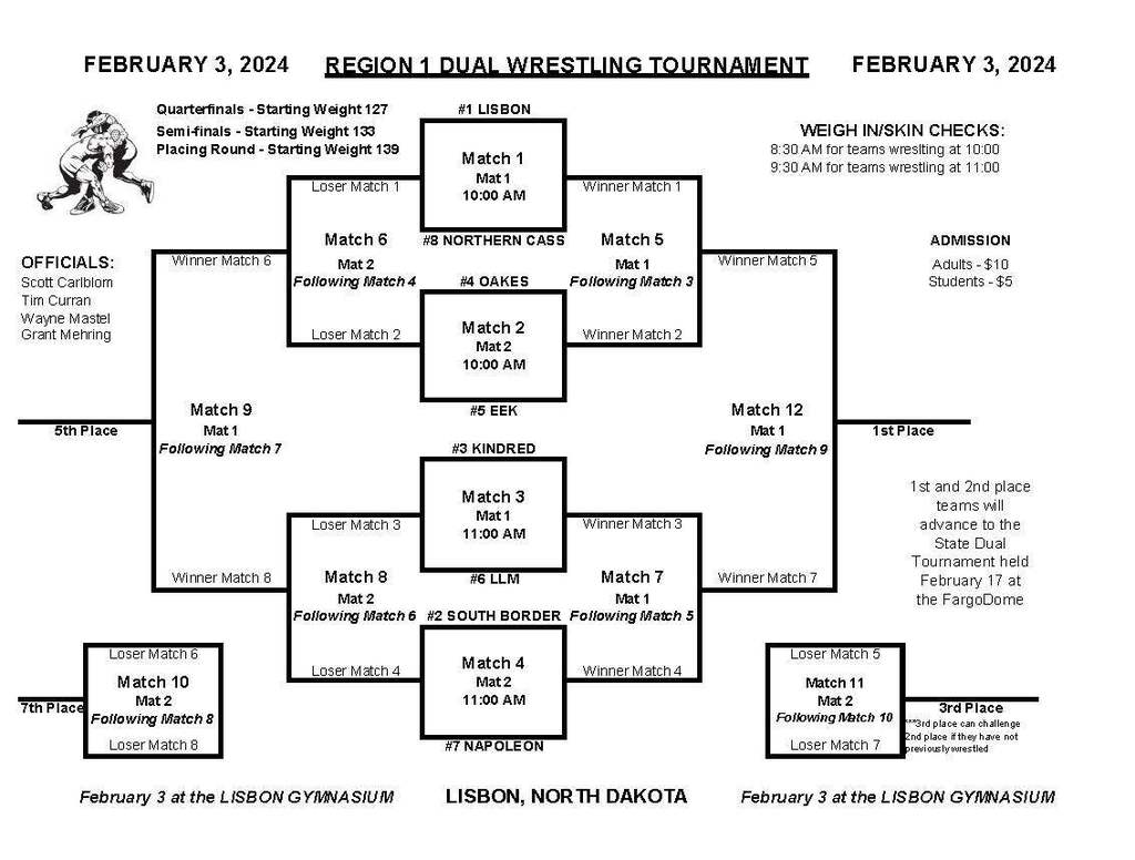 2024 Dual Tournament Schedule