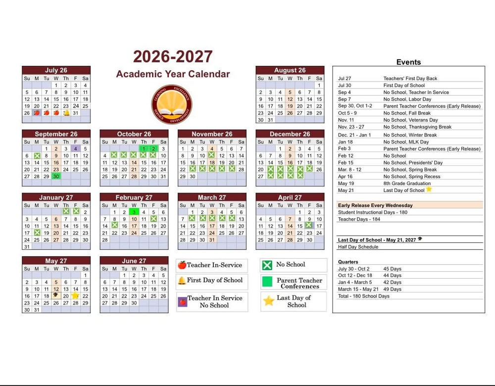 Image of LESD79 school year calendar
