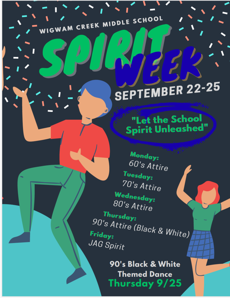 Fall Spirit Week Flyer stating dress up days and theme