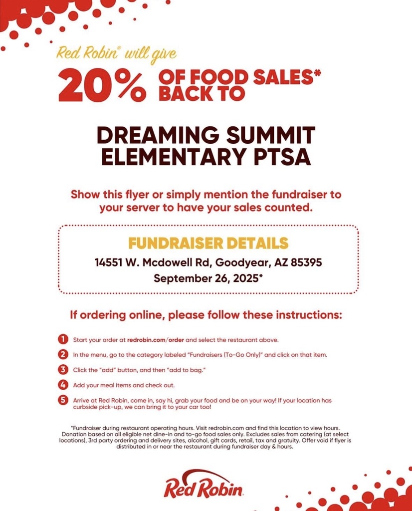 PTSA Fundraiser 9/26/25 at Red Robin