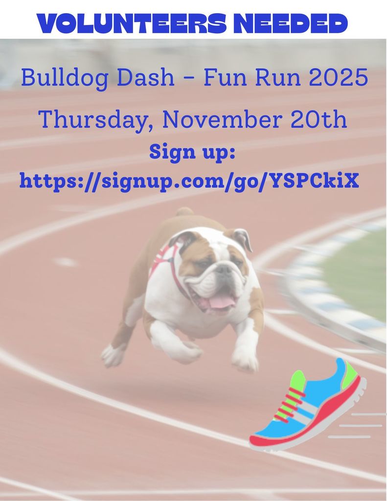 Flyer for Bulldog Dash Volunteers