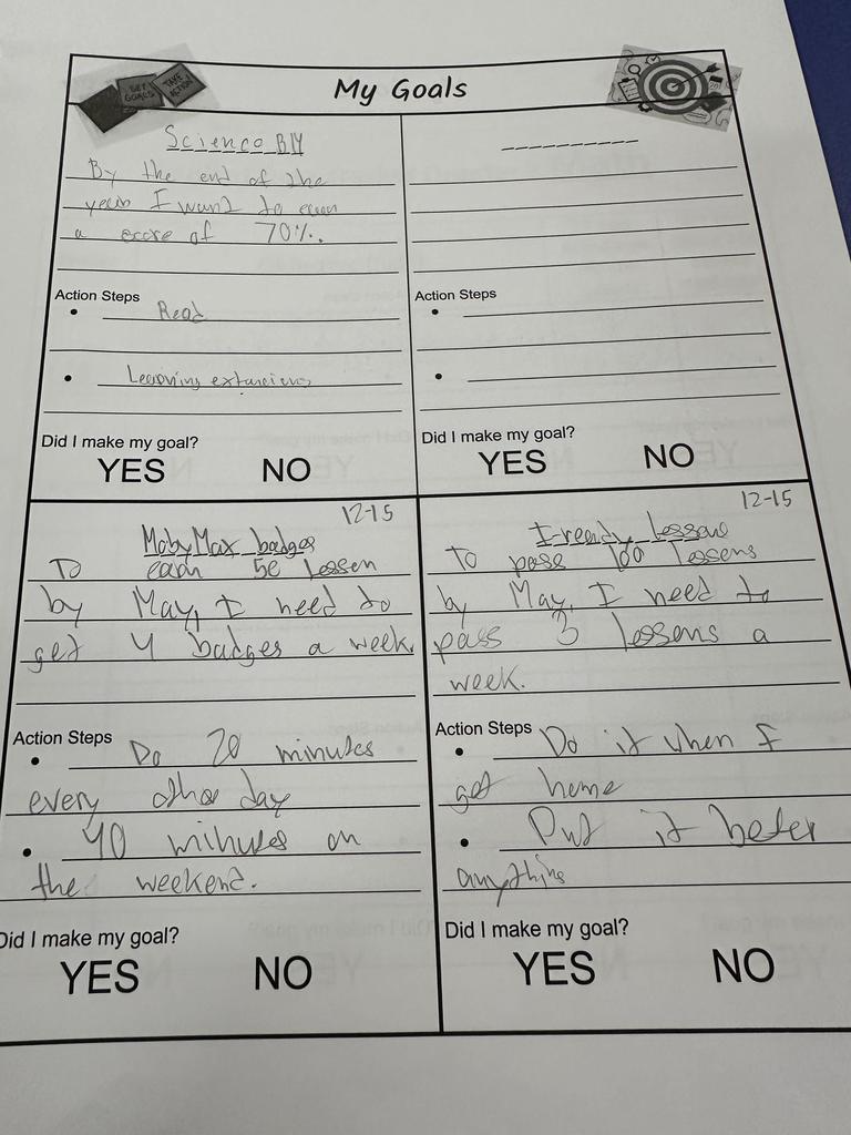 5th Grade New Years Goals