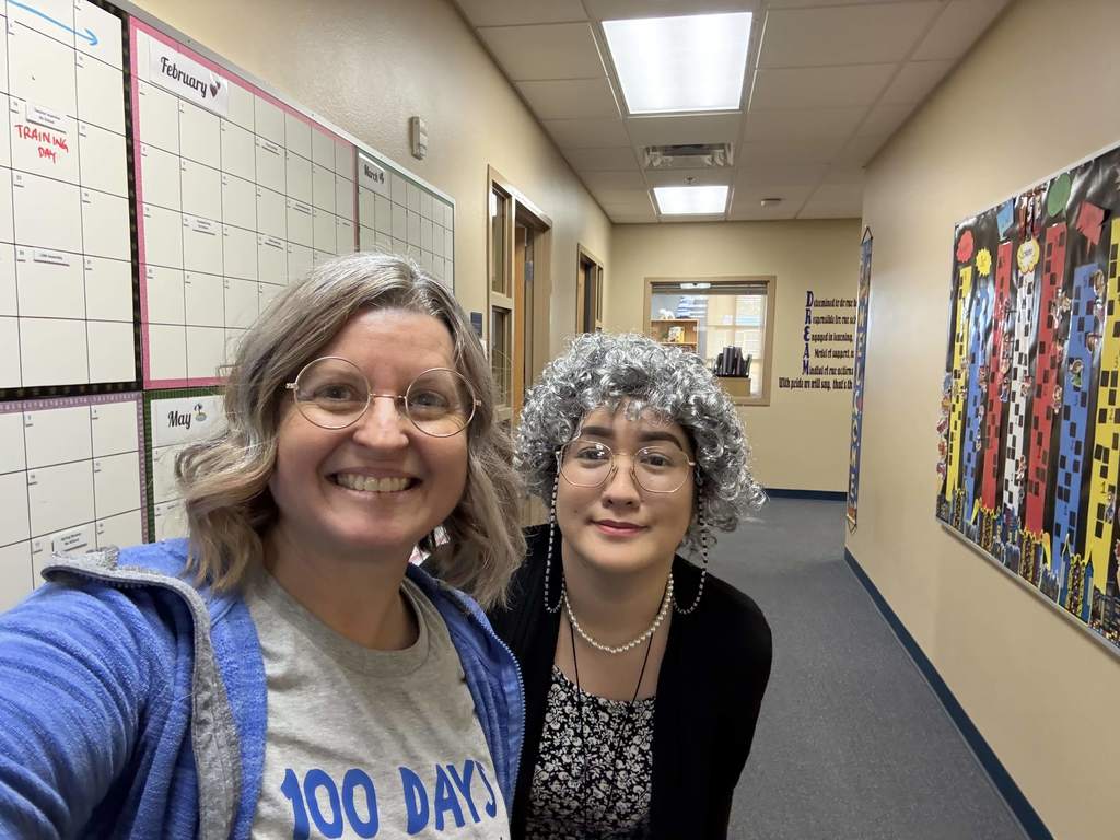 Mrs. Hill & Mrs. Mazon 100th day of school