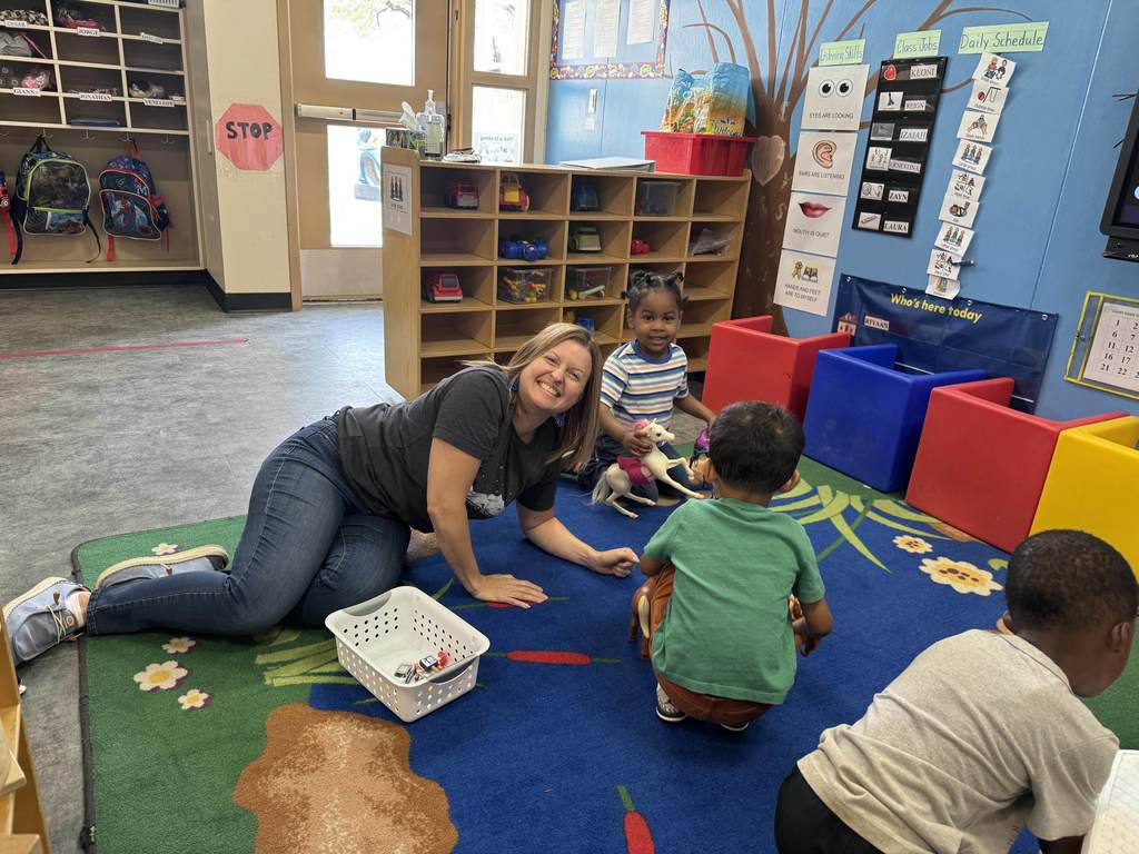 Mrs.Hill with our Preschool learners