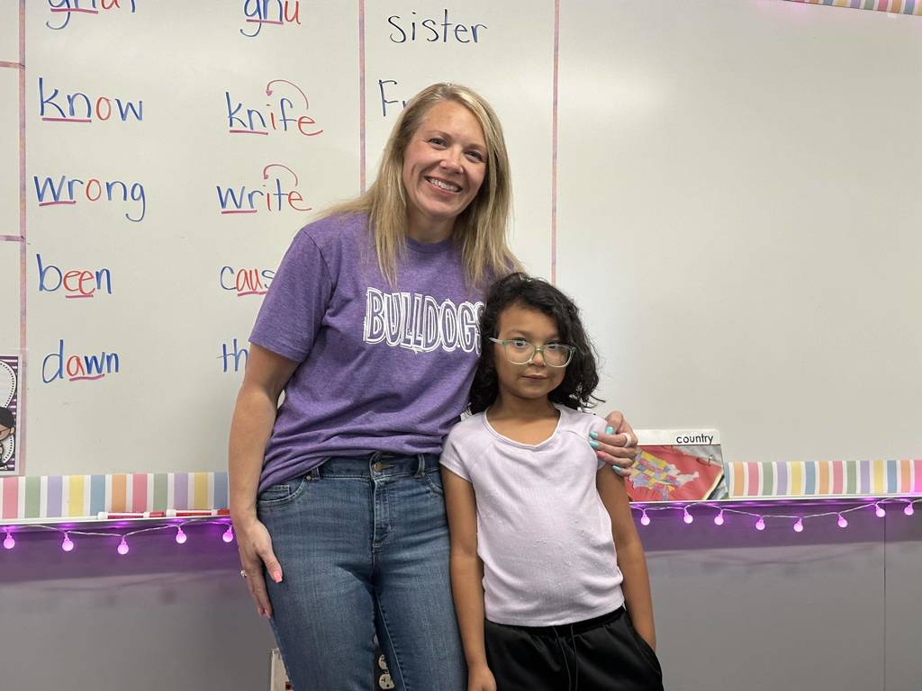First grade wearing purple